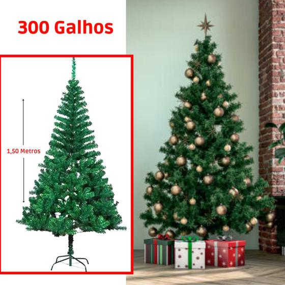 Imagem de Árvore De Natal Pinheiro 1,50 Metros 300 Galhos Natal Decorativo Verde Tradicional