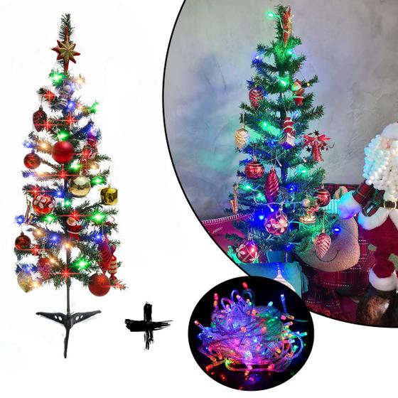 Imagem de Arvore de Natal Pinheiro Luxo 90cm Verde + Pisca Pisca Led