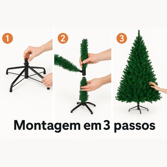 Árvore de Natal Premium 210 CM - 1000 Galhos Densos Montagem Rápida Articulada Base Metálica Reforçada - Vari Tudo