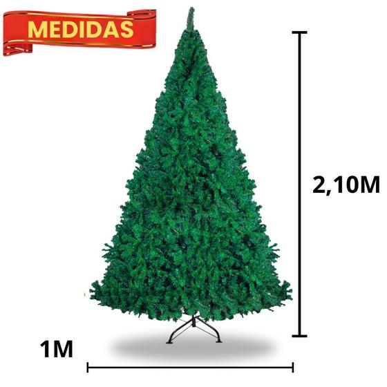 Árvore de Natal Premium 2,10m 1000 Galhos Cheios Articulada Reforçada Base Metálica Montagem Rápida - Vari Tudo