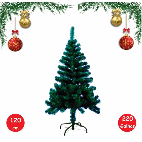 Imagem de Árvore De Natal Tradicional Verde Pinheiro Cheia Base Ferro 120cm 220 Galhos