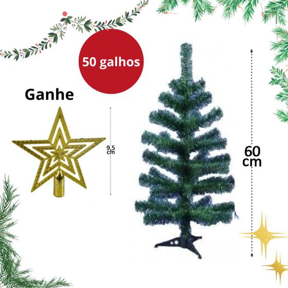 Imagem de Arvore de Natal Verde 60 cm 50 galhos 