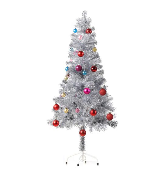 Imagem de Árvore de Natal Wellwood Tinsel de 1,5 m com conjunto de enfeites de 24 quilates