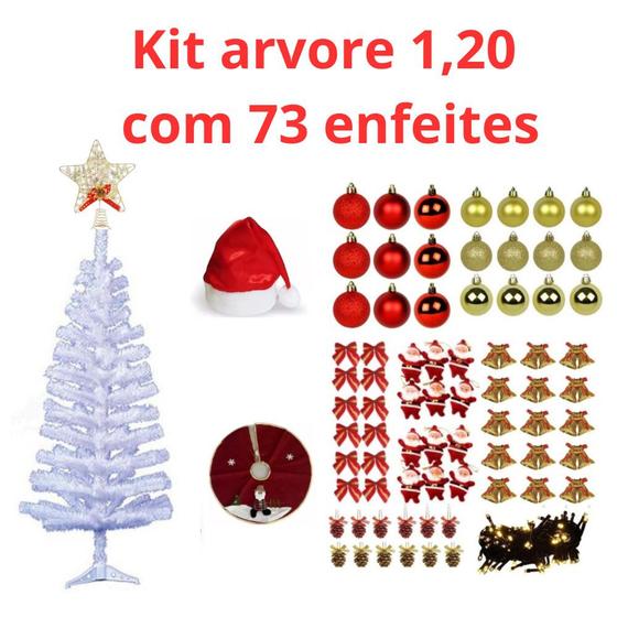 Imagem de Arvore Natal 120cm 120 Galho Branca Decorada Enfeite Sino