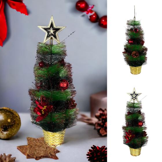 Imagem de Árvore Natal De Mesa Decoração Luxo C/Enfeite Estrela 43cm