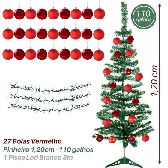 Arvore Natal Decorada Bolas Vermelha 120cm 110 Galhos 127/220V - Zein - Árvore  de Natal - Magazine Luiza
