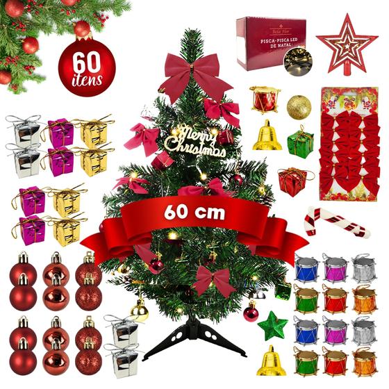 Imagem de Arvore Natal Grande 60cm Decoração Completa + Enfeites 220V