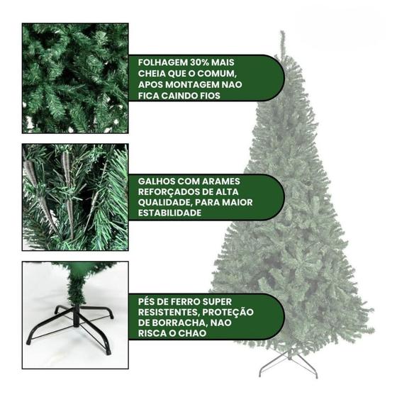 Arvore Natal Premium Super Luxo 180cm 750 Galho Cheio Grande - Arvore de Natal Luxo 1,80m