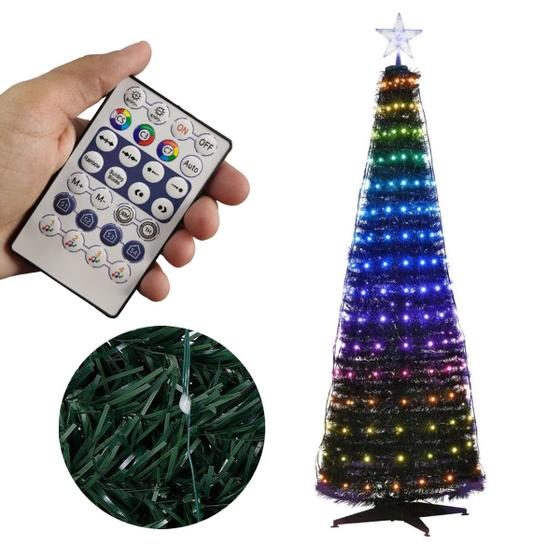 Imagem de Arvore Natal Smart Completa Estrela Pisca Pisca App Celular Controle 166 Leds RGB Natalina Retratil Multicores Multiuso Festa Loja Decoraçao Shopping 