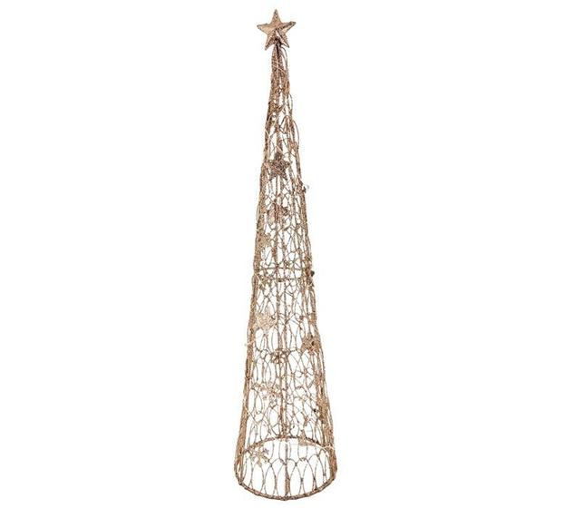 Imagem de Árvore Pinheiro Aramado Cone Iluminado Champagne Luxo 15 Lâmpadas 50cm - Magizi