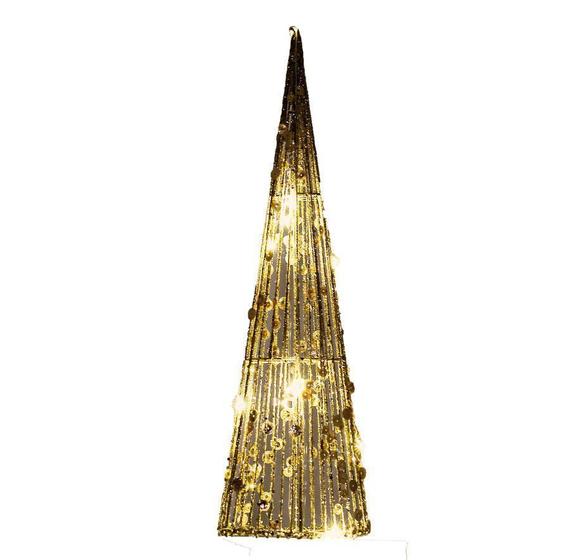 Árvore Pinheiro Iluminado Cone Cotton Dourado 10 Lâmpadas LED 40cm - Magizi  - Decoração de Natal para Casa - Magazine Luiza