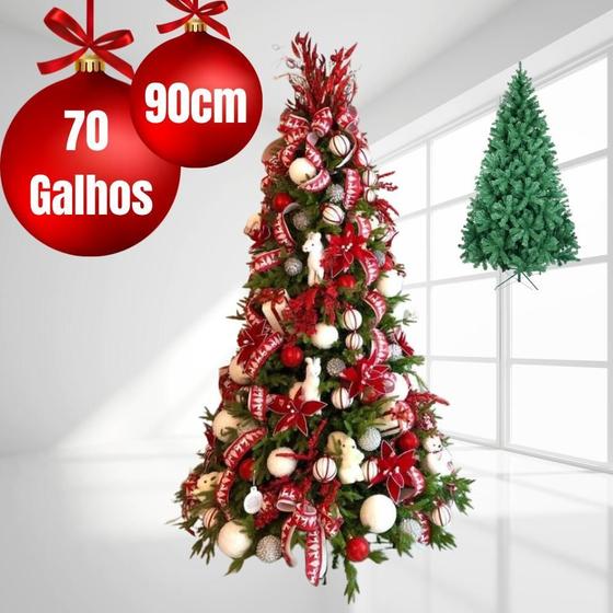 Imagem de Árvore Pinheiro Natal Luxo Verde Nevada 90 Cm 70 Galhos