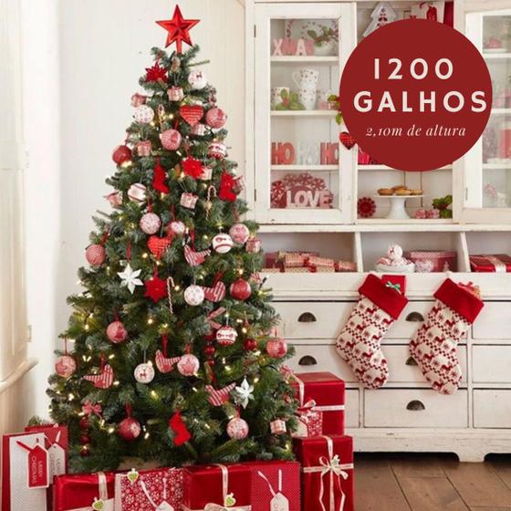 Imagem de Árvore pro Seu Natal Ficar Completo 1200 Galhos 2,10m Alta Cheia Luxuosa