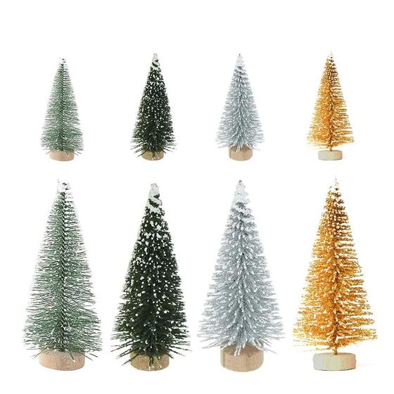 Imagem de Árvores de Natal Zmmyuluo Miniature Pine 8 peças com base de madeira