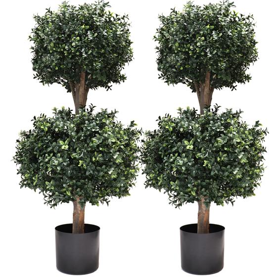 Imagem de Árvores de topiaria de bola dupla de buxo artificial BLONYUVC 1m