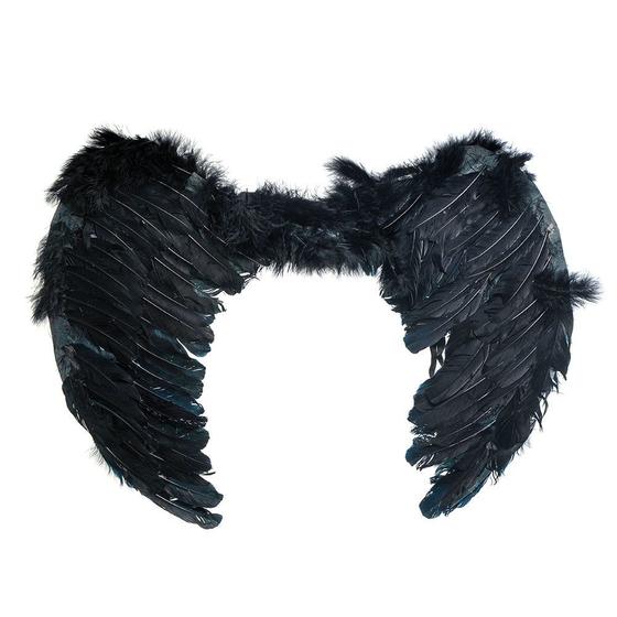 Asa de Anjo Acessório Fantasia Carnaval Adulto 60Cm Preta Menor preço em Asa de Anjo Acessório Fantasia Carnaval Adulto 60Cm Preta