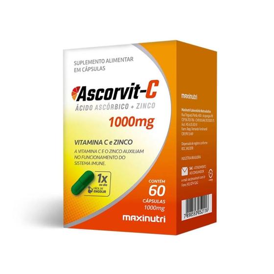 Imagem de Ascorvit Suplemento de Vitamina C Imunidade C60 - Maxinutri