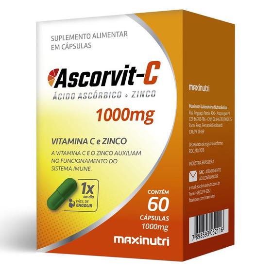 Imagem de Ascorvitc Vitamina C 1000Mg 60 Cápsulas Maxinutri