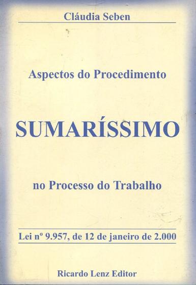 Imagem de Aspectos do Procedimento Sumarissimo no Processo do Trabalho - Lenz