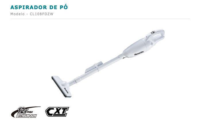 Aspirador de Pó a Bateria Makita CL108FDZW 12V - Tecnologia CXT - 3 velocidades eletrônicas Menor preço em Aspirador de Pó a Bateria Makita CL108FDZW 12V - Tecnologia CXT - 3 velocidades eletrônicas