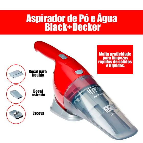 Imagem de Aspirador de Pó e Água Black+Decker Dustbuster APB3600BR Vermelho Bateria Lithium 3,6V