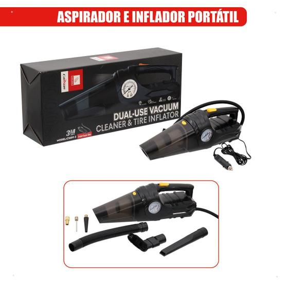 Imagem de Aspirador De Pó Portátil 12V Automotivo E Compressor 150Psi