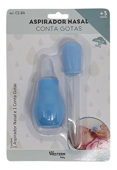 Imagem de Aspirador Nasal De Silicone Com Conta Gotas Bebe Crianças AZUL