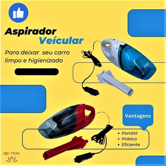 Imagem de Aspirador Pó Veicular Portátil 12v Limpeza de Carro Cabo 3Mt