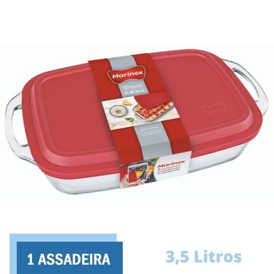 Imagem de Assadeira Alta C Tampa Seletta 3,5L Retangular Vidro Marinex