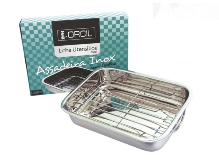 Assadeira inox com grelha 30 cm orcil Menor preço em Assadeira inox com grelha 30 cm orcil