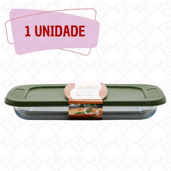 Imagem de Assadeira Lasanheira Vidro Retangular 2,2L C Tampa Silicone