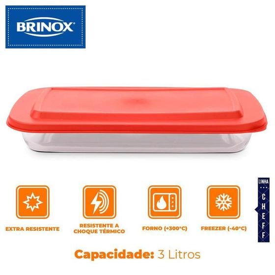 Imagem de Assadeira Retangular com Tampa 3 L - Brinox