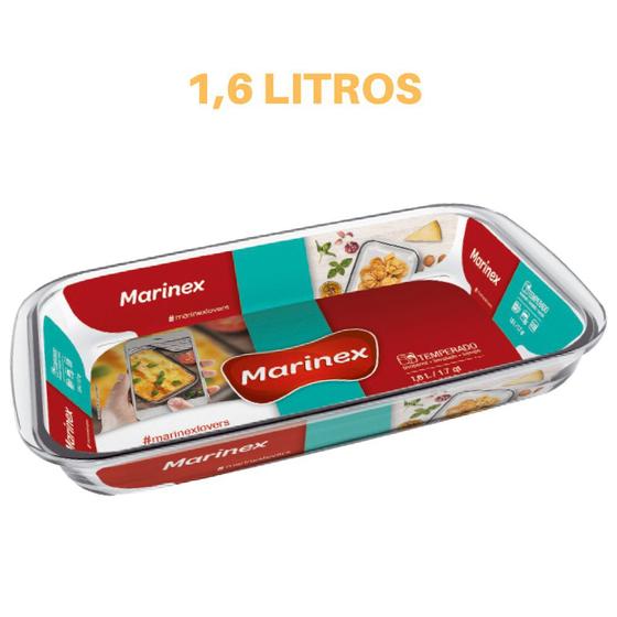 Imagem de Assadeira Retangular Vidro Temperado 1,6L Refratário Marinex