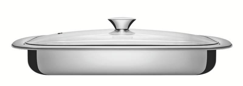 Imagem de Assadeira tramontina cosmos retangular em aço inox com tampa de vidro 39 cm 3,2 l