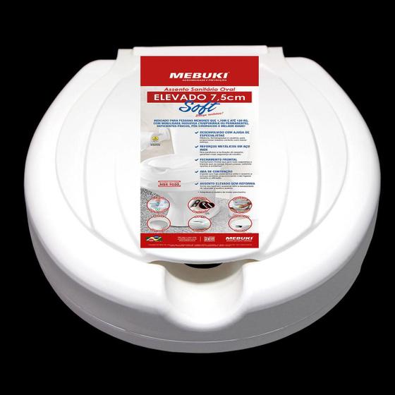 Assento De Vaso Elevado 7,5 Cm Soft - Branco - Mebuki Menor preço em Assento De Vaso Elevado 7,5 Cm Soft - Branco - Mebuki