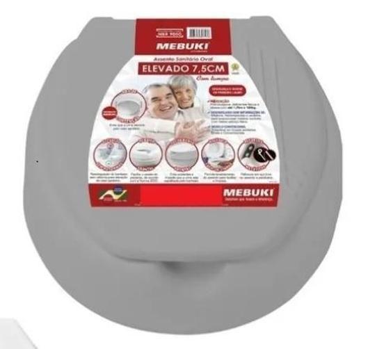 Assento Elevado 7,5 Cm Com Tampa Cinza Menor preço em Assento Elevado 7,5 Cm Com Tampa Cinza
