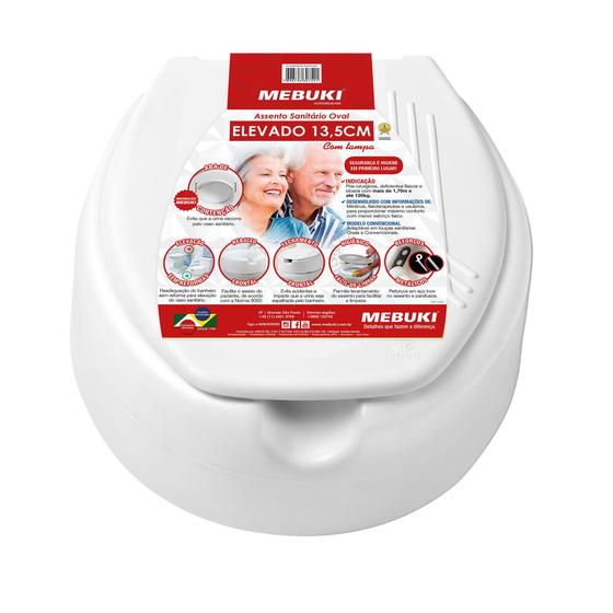 Assento Elevado Com Tampa 13,5cm Mebuki Menor preço em Assento Elevado Com Tampa 13,5cm Mebuki