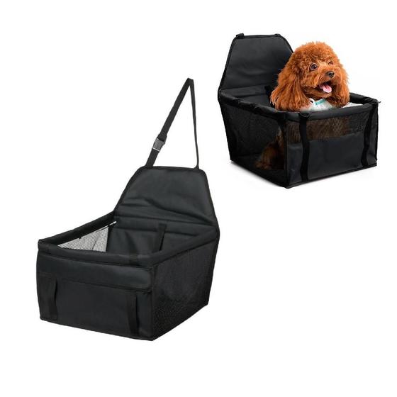 Imagem de Assento para pet cachorro gato bichinho cadeirinha de passeio viagem dobravel preto