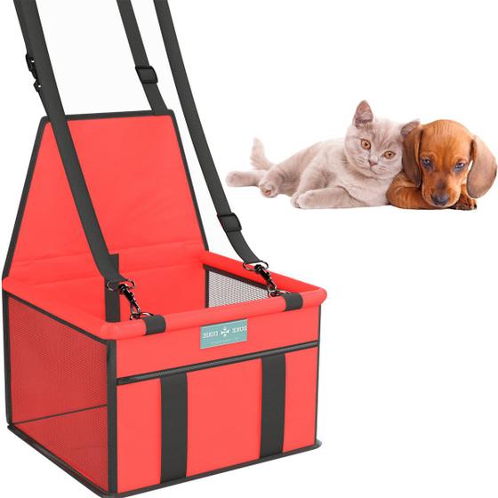 Imagem de Assento Pet Cadeirinha Cadeira Booster Transporte Carro Cães Gatos Vermelho