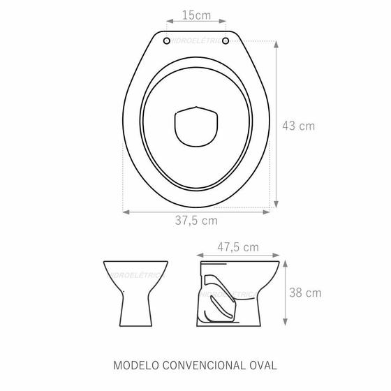 Imagem de Assento Poliéster Laminado Oval Preto Bacia Todas As Marcas