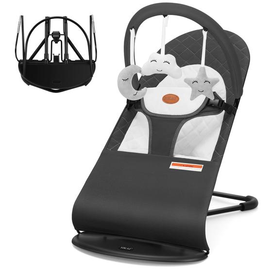 Imagem de Assento portátil Baby Bouncer HKAI de 0 a 18 meses com 3 modos cinza escuro