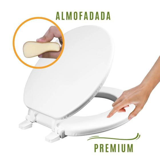 Assento Sanitário Almofadado C/ Tampa de Vaso Universal Branco Menor preço em Assento Sanitário Almofadado C/ Tampa de Vaso Universal Branco