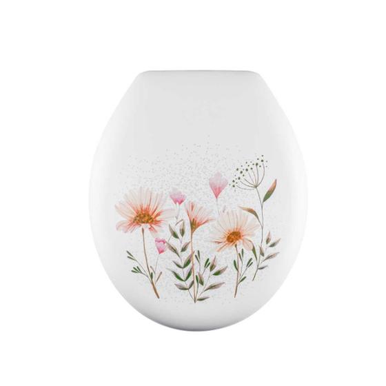 Assento Sanitário Almofadado Decorado Flores Primafer Menor preço em Assento Sanitário Almofadado Decorado Flores Primafer
