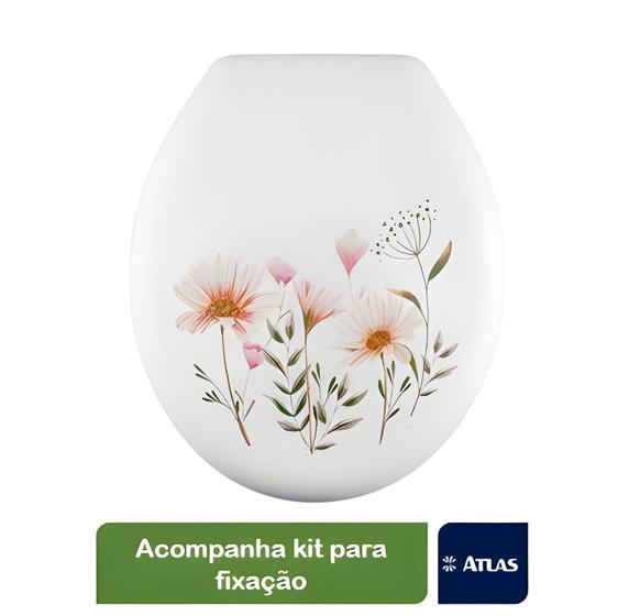 Imagem de Assento Sanitário Almofadado Decorado Flores Primafer