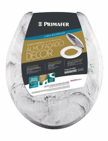 Assento Sanitário Almofadado Fofinho Tampa Vaso Decorado Efeito Marmore Branco Primafer Menor preço em Assento Sanitário Almofadado Fofinho Tampa Vaso Decorado Efeito Marmore Branco Primafer