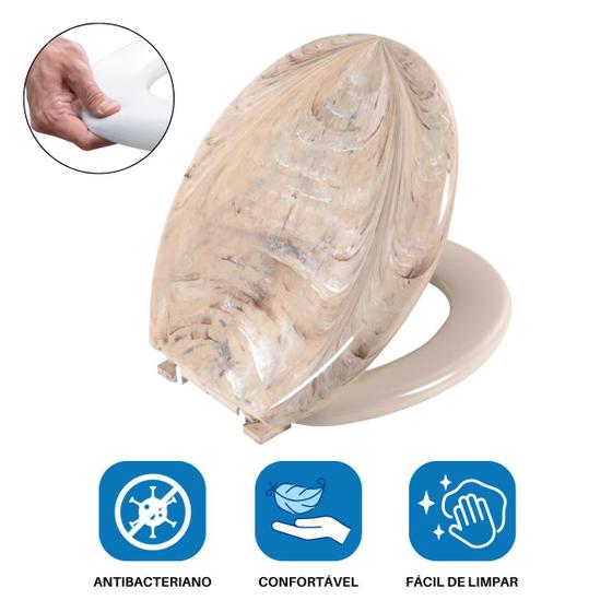 Assento Sanitário Almofadado Oval Marmorizado Astra TPKM Menor preço em Assento Sanitário Almofadado Oval Marmorizado Astra TPKM