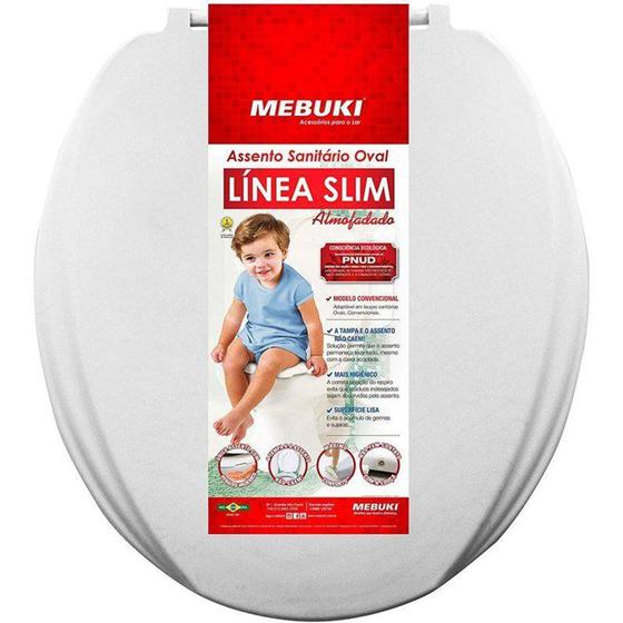 Imagem de Assento Sanitário Almofadado Oval Slim Cinza Claro Mebuki