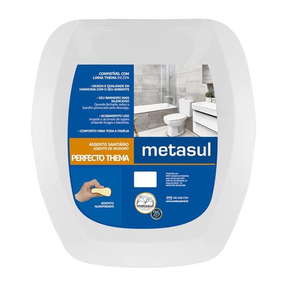 Assento sanitário almofadado retangular thema branco metasul Menor preço em Assento sanitário almofadado retangular thema branco metasul