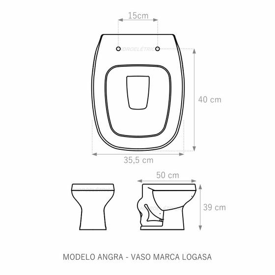 Imagem de Assento Sanitário Angra Branco Tampa para Vaso Logasa com Fechamento Suave