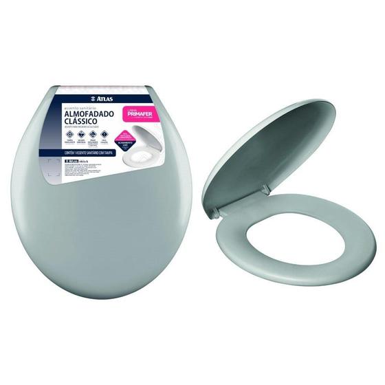 Assento Sanitário Atlas Almofadado Clássico, Primafer, Cinza Menor preço em Assento Sanitário Atlas Almofadado Clássico, Primafer, Cinza